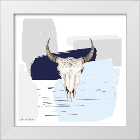 Colored Steer Head II White Modern Wood Framed Art Print by Seven Trees Design