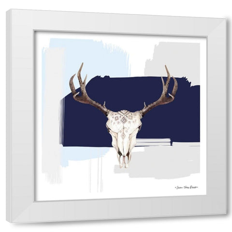 Colored Steer Head III White Modern Wood Framed Art Print by Seven Trees Design