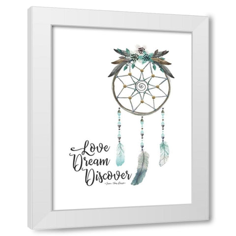Watercolor Dreamcatcher White Modern Wood Framed Art Print by Seven Trees Design