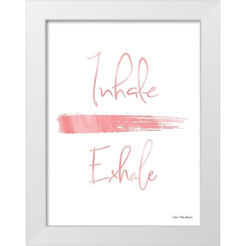 Inhale, Exhale White Modern Wood Framed Art Print by Seven Trees Design