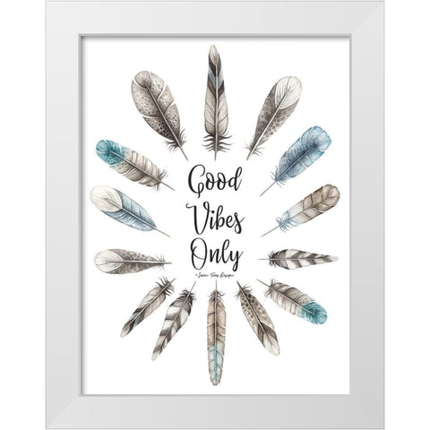 Good Vibes Only White Modern Wood Framed Art Print by Seven Trees Design