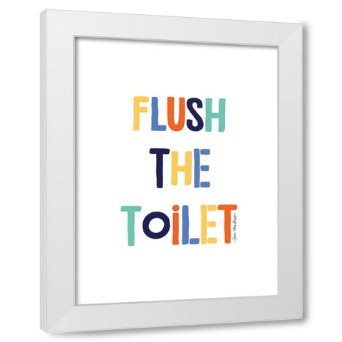 Flush the Toilet White Modern Wood Framed Art Print by Seven Trees Design