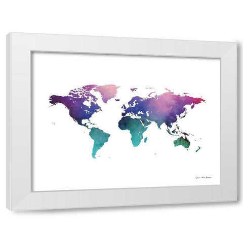 Cosmos Watercolor World White Modern Wood Framed Art Print by Seven Trees Design