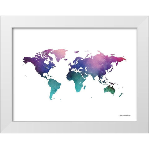 Cosmos Watercolor World White Modern Wood Framed Art Print by Seven Trees Design