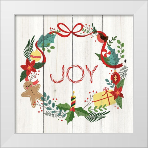Peppermint Joy   White Modern Wood Framed Art Print by Seven Trees Design