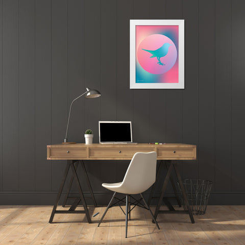 Gradient Bird White Modern Wood Framed Art Print by Seven Trees Design