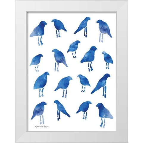 Bleu Birds White Modern Wood Framed Art Print by Seven Trees Design