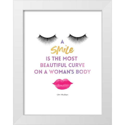 A Smile White Modern Wood Framed Art Print by Seven Trees Design