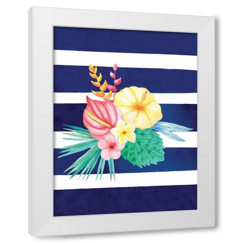 Watercolor Flowers Blue Lines I White Modern Wood Framed Art Print by Seven Trees Design