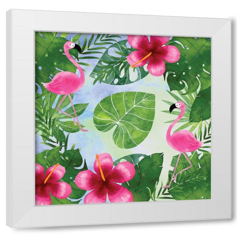 Tropical Life Flamingo I White Modern Wood Framed Art Print by Seven Trees Design