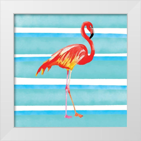 Tropical Life Flamingo II White Modern Wood Framed Art Print by Seven Trees Design