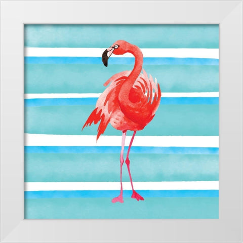 Tropical Life Flamingo III White Modern Wood Framed Art Print by Seven Trees Design