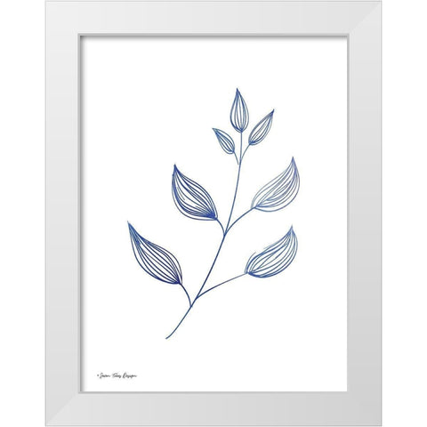 Blue Plant II White Modern Wood Framed Art Print by Seven Trees Design