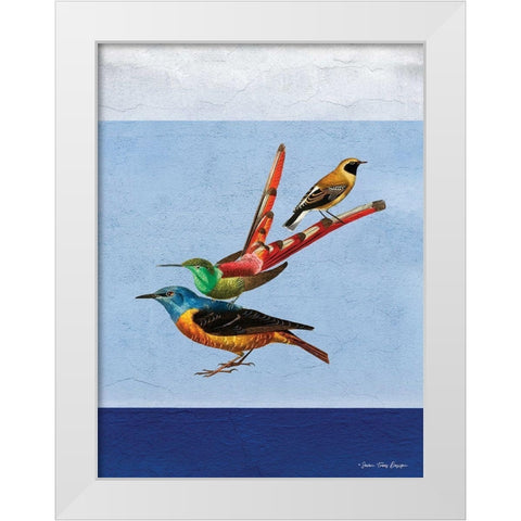 Stacked Birds White Modern Wood Framed Art Print by Seven Trees Design