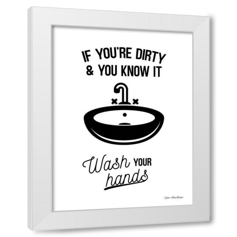 Wash Your Hands White Modern Wood Framed Art Print by Seven Trees Design