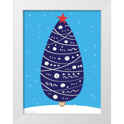 Snowy Christmas Tree White Modern Wood Framed Art Print by Seven Trees Design