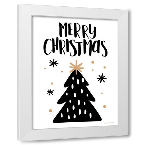 Merry Christmas Tree White Modern Wood Framed Art Print by Seven Trees Design
