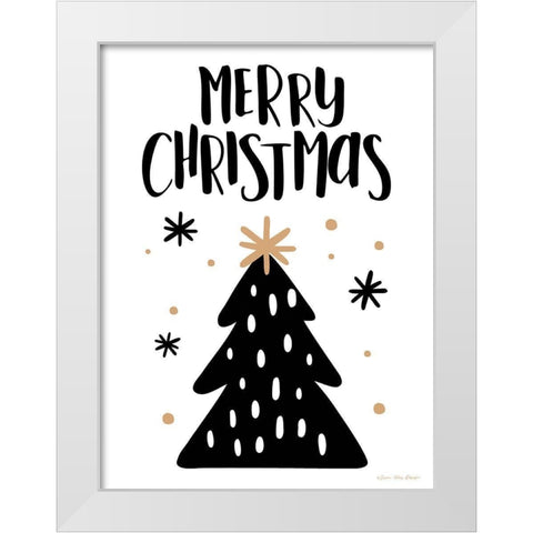Merry Christmas Tree White Modern Wood Framed Art Print by Seven Trees Design