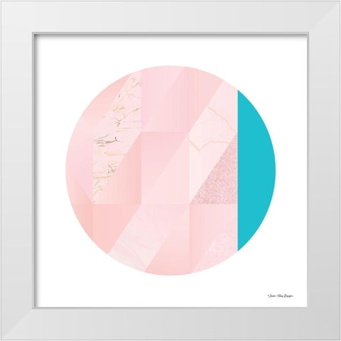 Pink Marble Circle II White Modern Wood Framed Art Print by Seven Trees Design