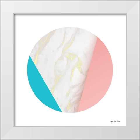Pink Marble Circle III White Modern Wood Framed Art Print by Seven Trees Design
