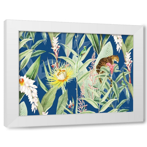 Leopard Flowers White Modern Wood Framed Art Print by Seven Trees Design