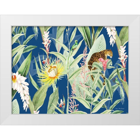 Leopard Flowers White Modern Wood Framed Art Print by Seven Trees Design