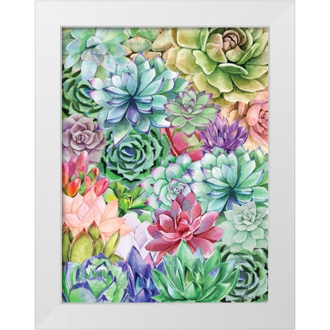 Succulents Paradise White Modern Wood Framed Art Print by Seven Trees Design