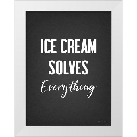 Ice Cream Solves Everything White Modern Wood Framed Art Print by Seven Trees Design