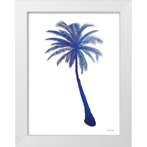 Blue Palm Tree I White Modern Wood Framed Art Print by Seven Trees Design