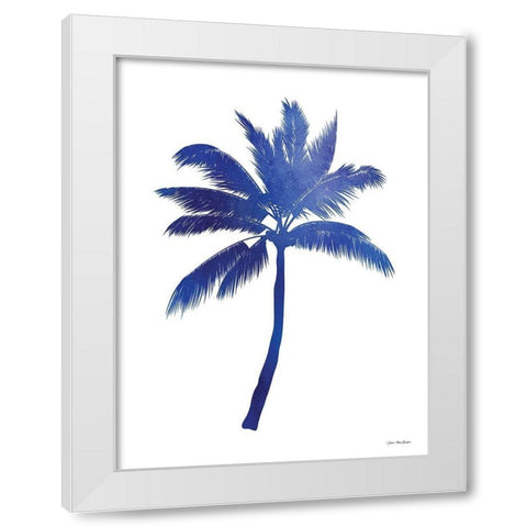 Blue Palm Tree III White Modern Wood Framed Art Print by Seven Trees Design