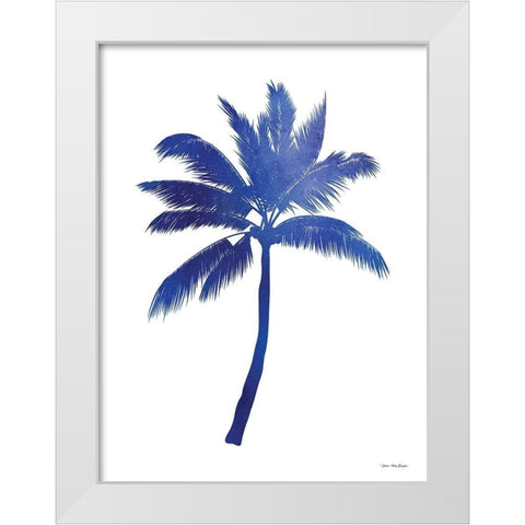 Blue Palm Tree III White Modern Wood Framed Art Print by Seven Trees Design
