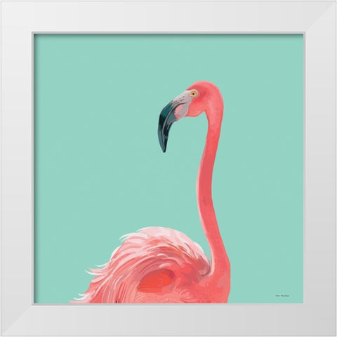 Flamingo White Modern Wood Framed Art Print by Stellar Design Studio