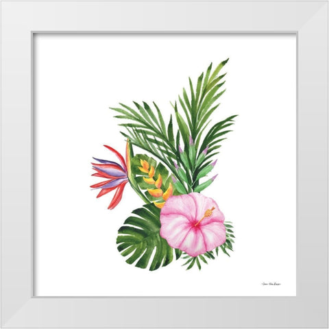 Tropical Bouquet White Modern Wood Framed Art Print by Seven Trees Design