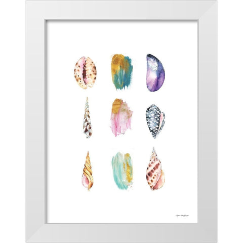 Sea and Brush Strokes I White Modern Wood Framed Art Print by Seven Trees Design