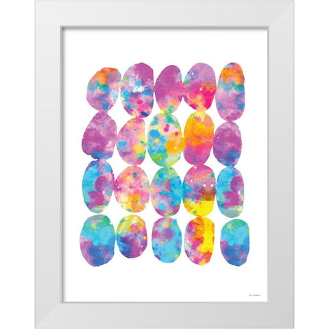 Colorful Abstract Circles White Modern Wood Framed Art Print by Stellar Design Studio