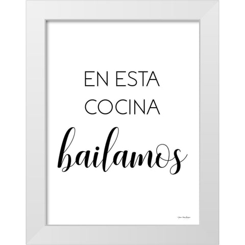 Spanish This Kitchen We Dance White Modern Wood Framed Art Print by Stellar Design Studio