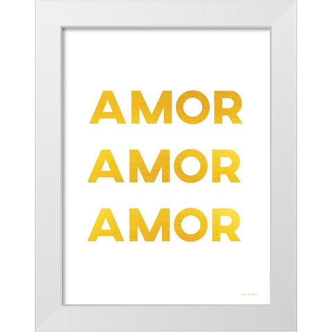 Spanish Love Love Love White Modern Wood Framed Art Print by Stellar Design Studio