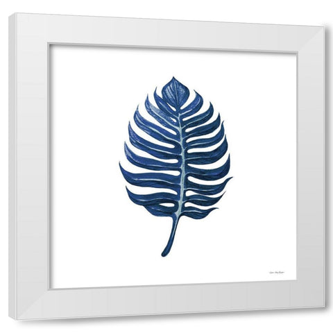Watercolor Blue Leaf I White Modern Wood Framed Art Print by Seven Trees  Design