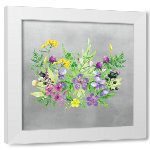 Watercolor Happy Flowers White Modern Wood Framed Art Print by Seven Trees Design