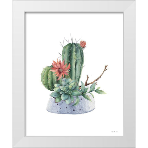 Watercolor Cactus White Modern Wood Framed Art Print by Seven Trees Design