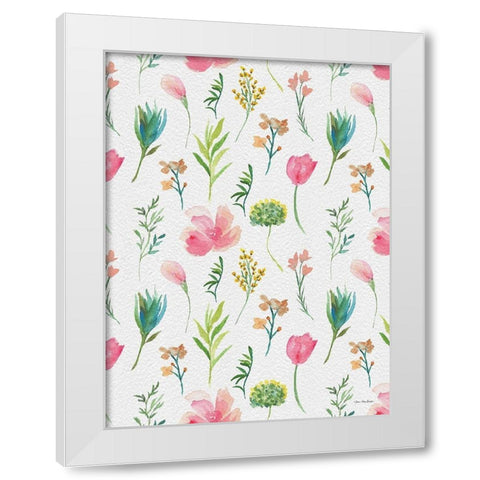 Happy Flora White Modern Wood Framed Art Print by Seven Trees Design