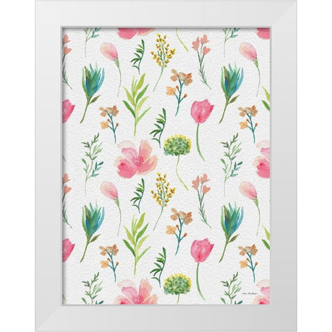 Happy Flora White Modern Wood Framed Art Print by Seven Trees Design