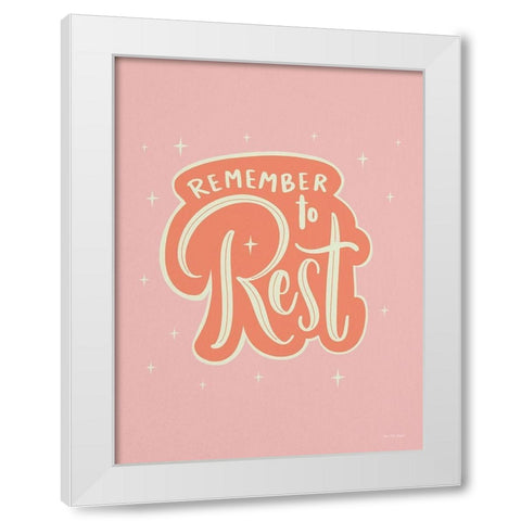 Remember to Rest White Modern Wood Framed Art Print by Seve Trees Design
