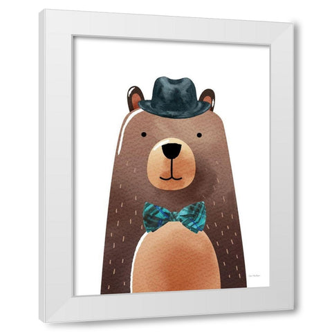 Mr. Bear White Modern Wood Framed Art Print by Stellar Design Studio