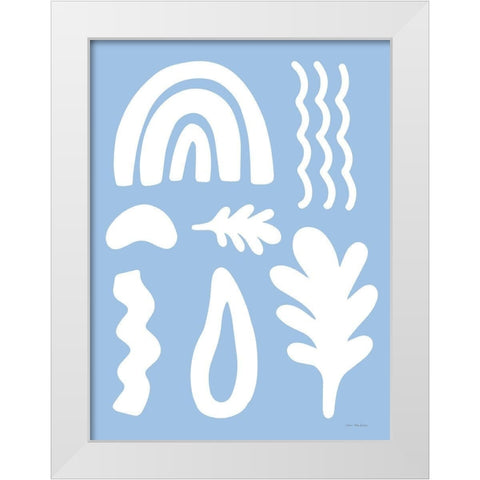 Happy Shapes White Modern Wood Framed Art Print by Seven Trees Design