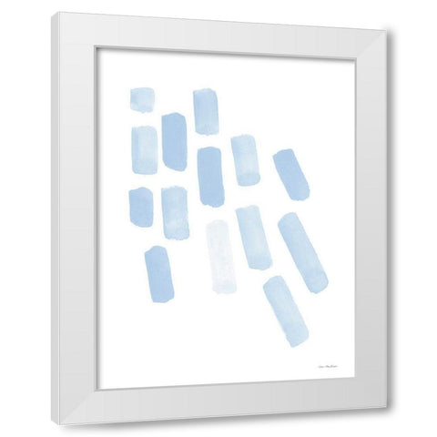 Blue Strokes White Modern Wood Framed Art Print by Seven Trees Design