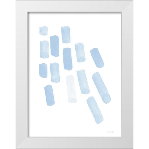 Blue Strokes White Modern Wood Framed Art Print by Seven Trees Design