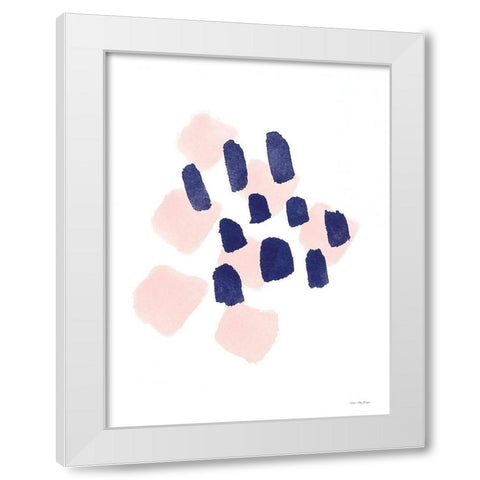 Navy and Pink Strokes White Modern Wood Framed Art Print by Seven Trees Design