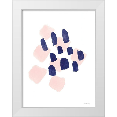 Navy and Pink Strokes White Modern Wood Framed Art Print by Seven Trees Design