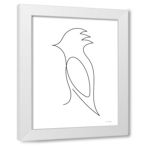 One Line Bird White Modern Wood Framed Art Print by Seven Trees Design